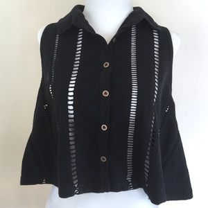 Free People Women's Cropped Black Top - XS/TP